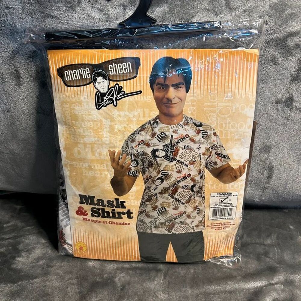Charlie Sheen costume- mask and shirt- Medium